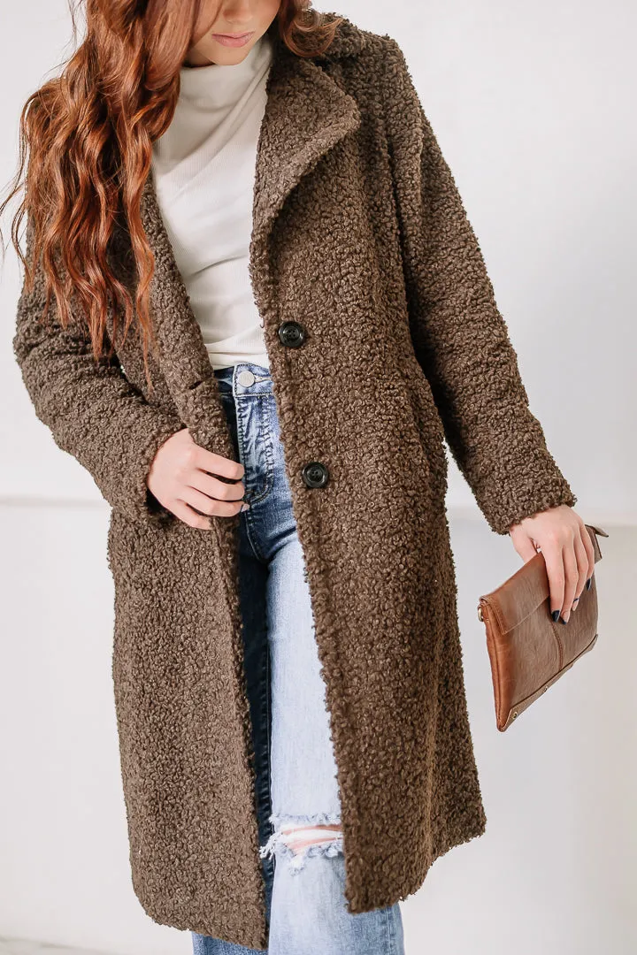 A Cozy Dream Faux Fur Long Coat | Chocolate