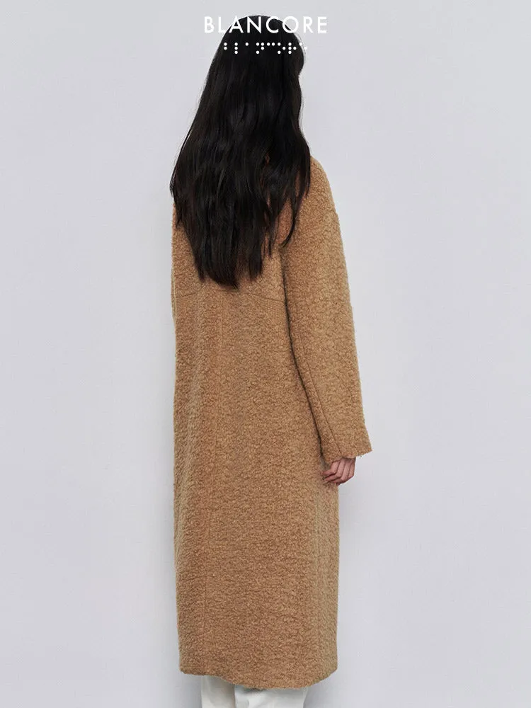Asymmetrical placket Teddy Bear Coat