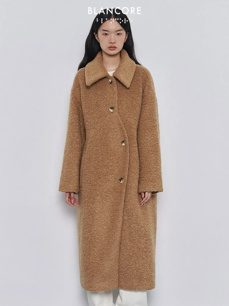 Asymmetrical placket Teddy Bear Coat