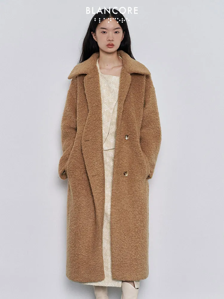 Asymmetrical placket Teddy Bear Coat