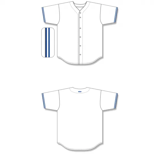 Athletic Knit (AK) BA5500A-TOR569 Toronto Blue Jays White Adult Full Button Baseball Jersey