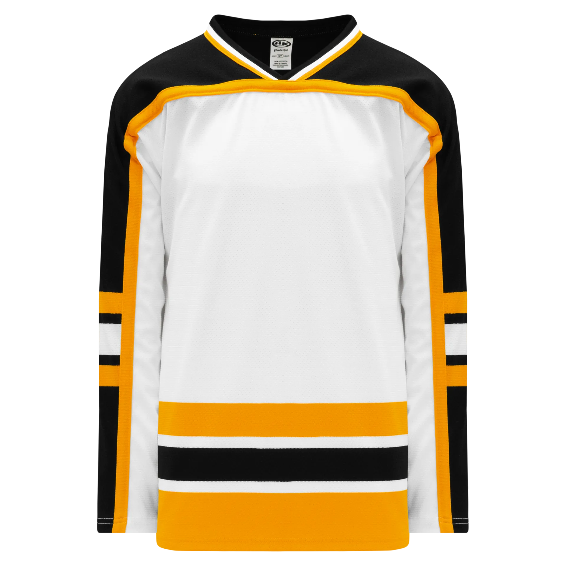 Athletic Knit (AK) H550BKA-BOS301BK Pro Series - Adult Knitted Boston Bruins White Hockey Jersey