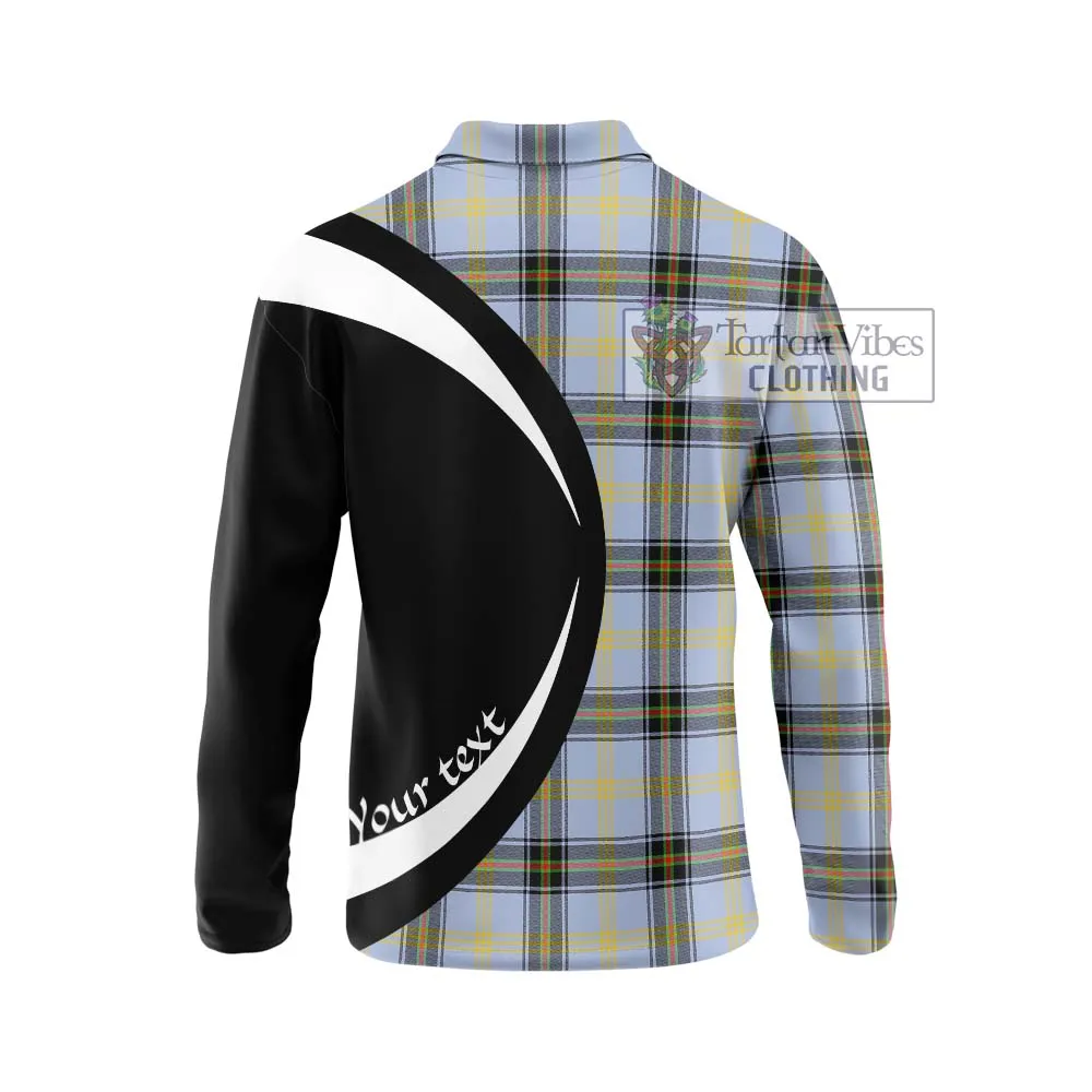 Bell of the Borders Tartan Long Sleeve Polo Shirt with Family Crest Circle Style