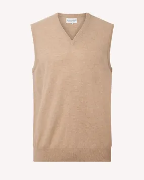 BERNARD WEATHERILL V-neck 1/4 Zip Vest Gilet Camel