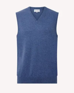 BERNARD WEATHERILL V-neck 1/4 Zip Vest Gilet Channel Isle Blue