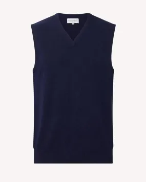 BERNARD WEATHERILL V-neck 1/4 Zip Vest Gilet Savile Row Navy