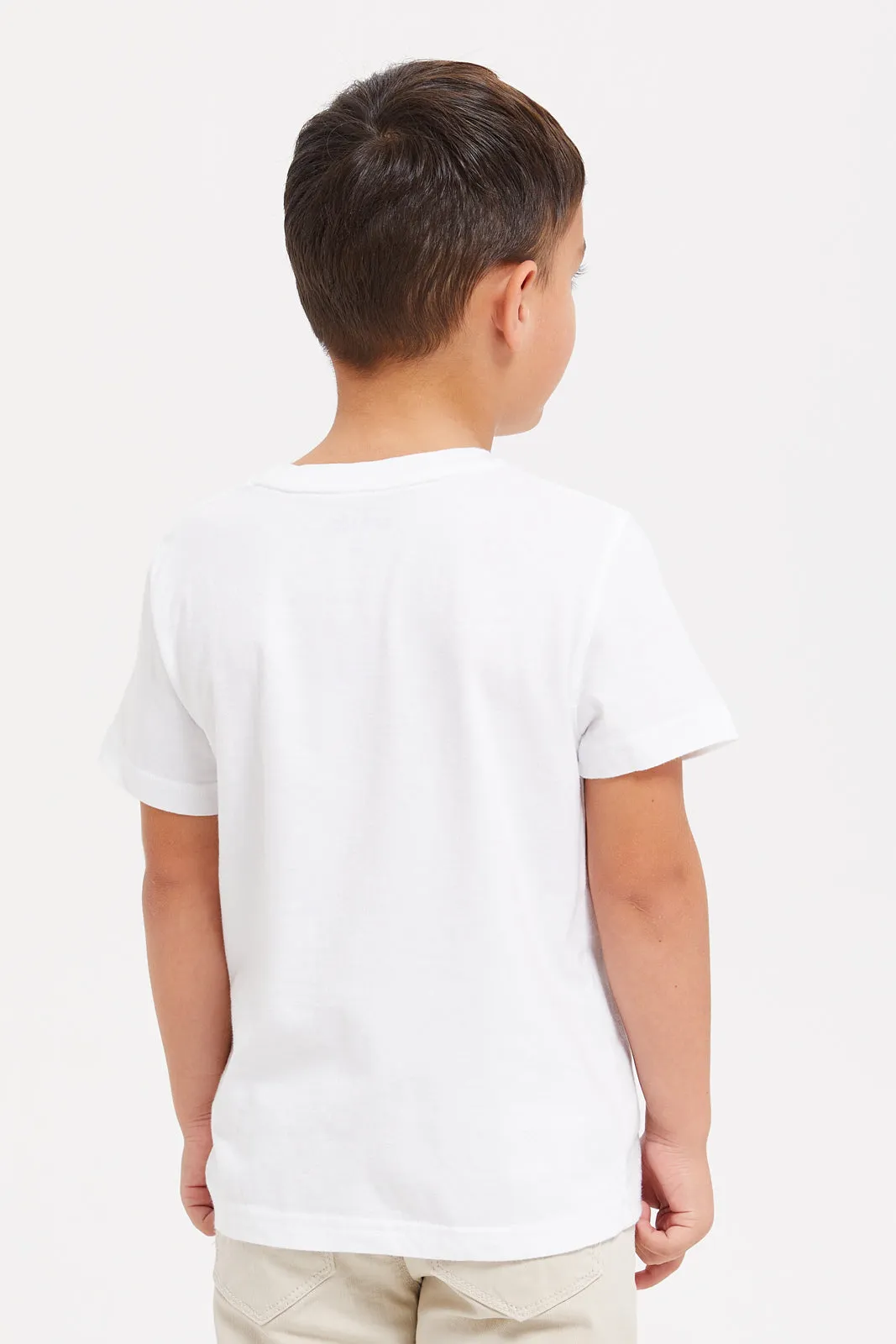 Boys Blue And White Denim Shirt With T-Shirt Set (2 Piece)