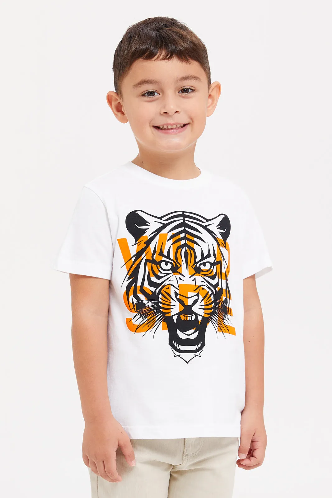Boys Blue And White Denim Shirt With T-Shirt Set (2 Piece)