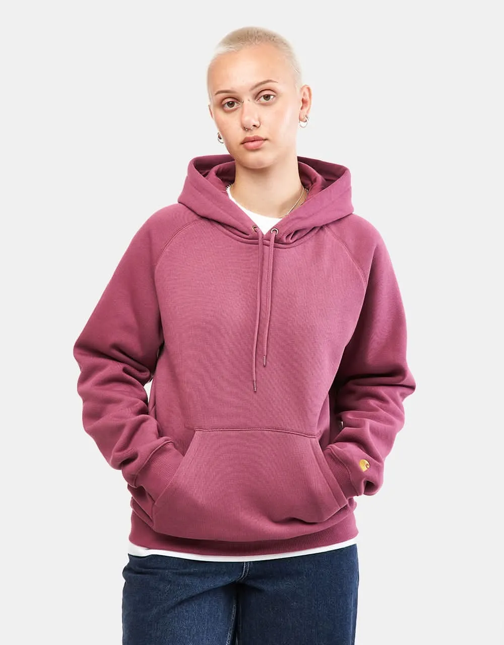 Carhartt WIP Hooded Chase Sweatshirt - Dusty Fuchsia/Gold