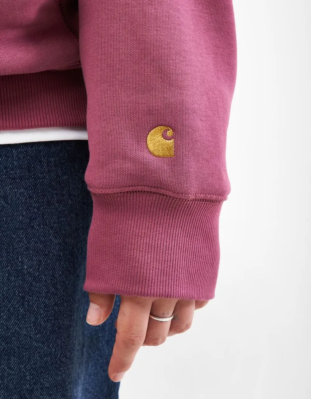 Carhartt WIP Hooded Chase Sweatshirt - Dusty Fuchsia/Gold