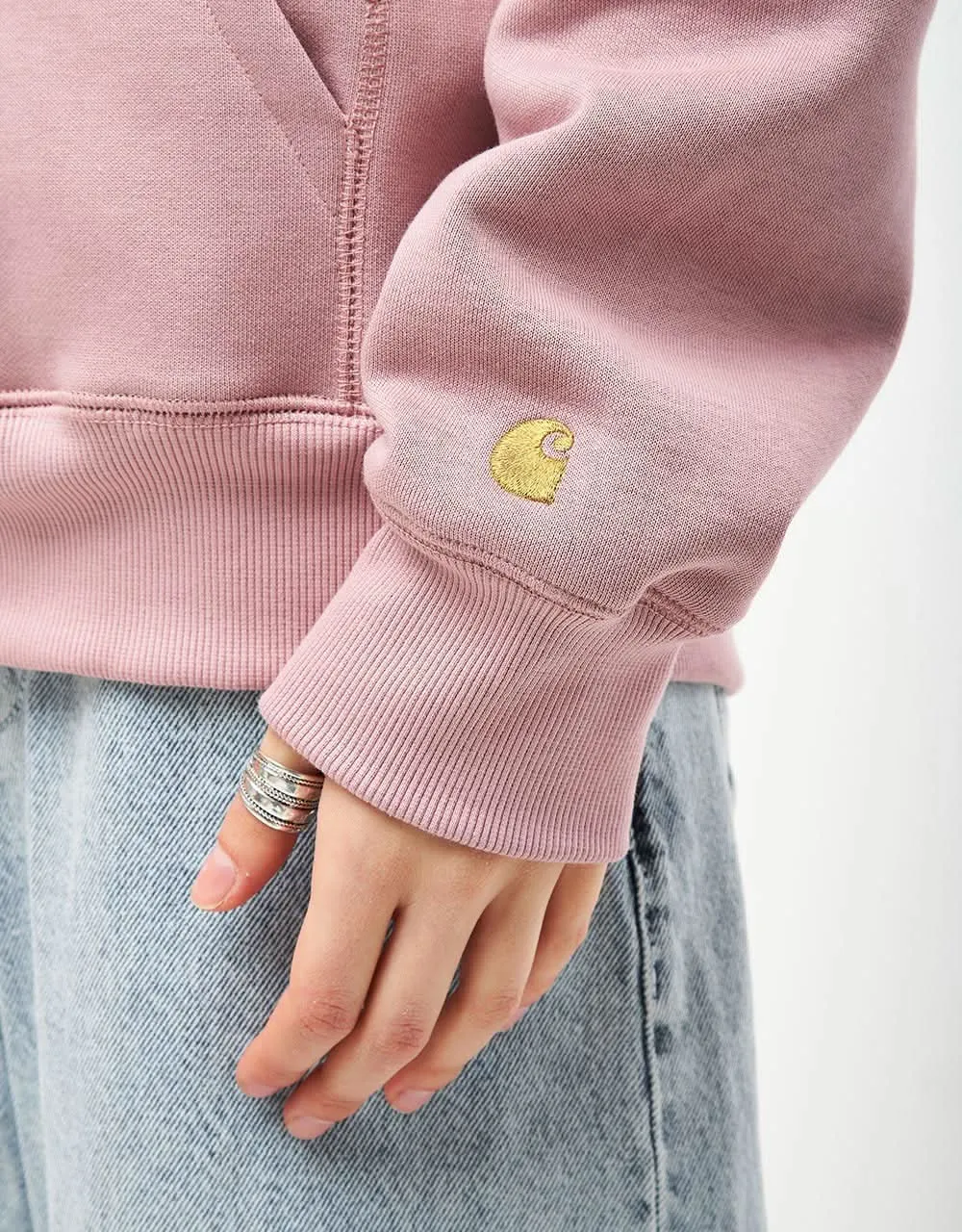 Carhartt WIP Hooded Chase Sweatshirt - Glassy Pink/Gold