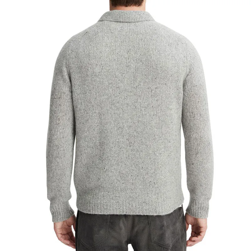 Custom Wholesale Cashmere Blend Men Knit Pullover Sweater - OEM/ODM Manufacturer, Polo Collar, Ribbed Cuffs and Hem, Solid Color