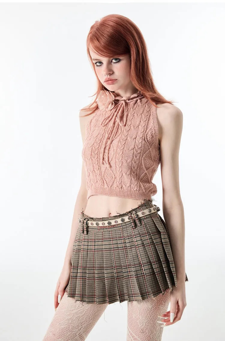 (Final Sale) Knitted ”Rose“ Sleeveless Top