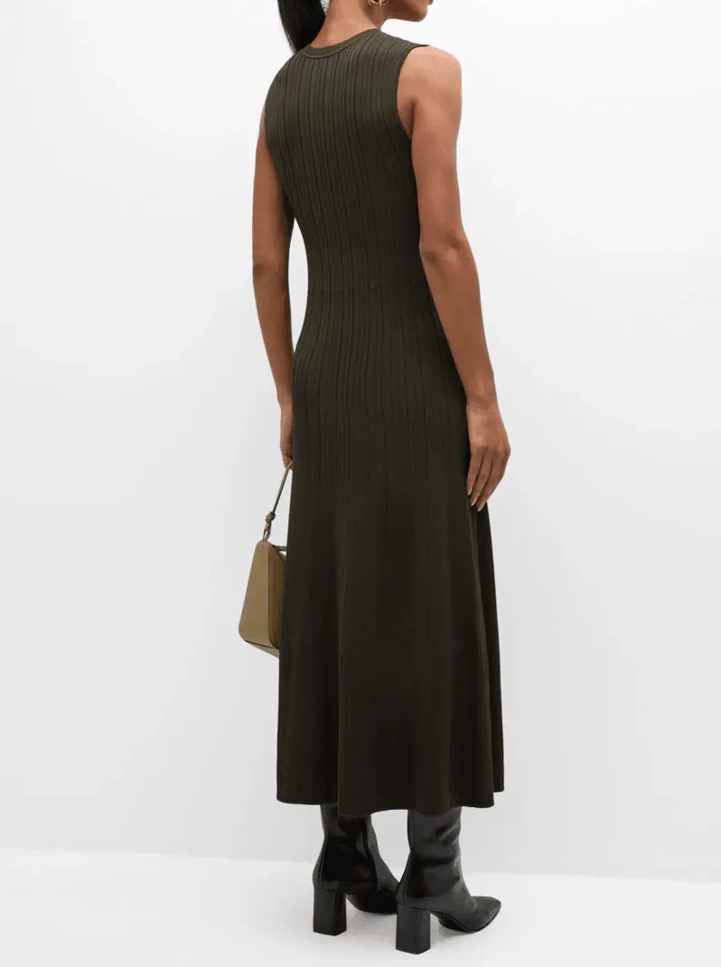 FRAME Shiny Rib Sweater Dress Willow Green