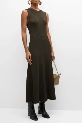 FRAME Shiny Rib Sweater Dress Willow Green