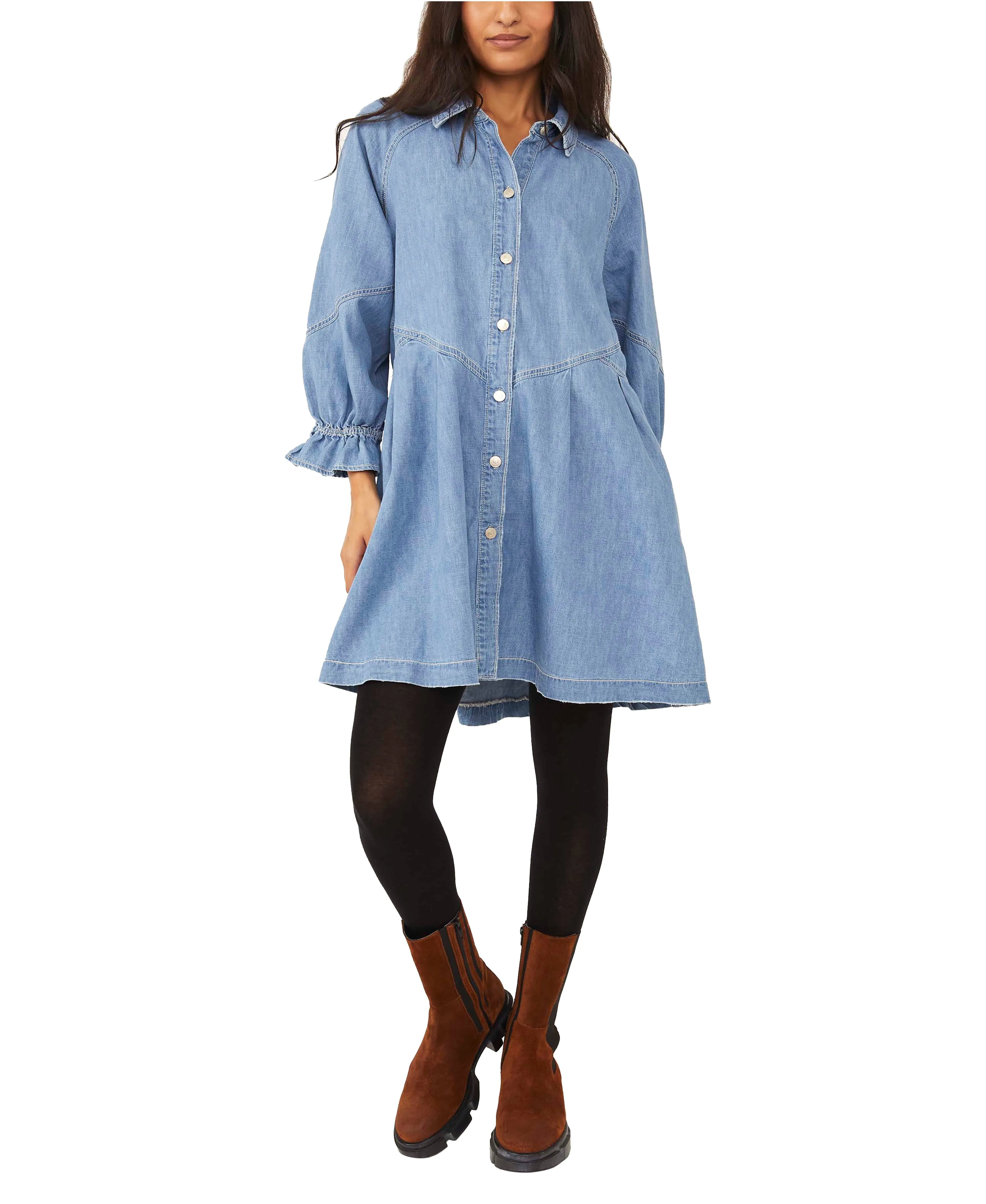 Free People Hannah Sunday Morning Denim Dress