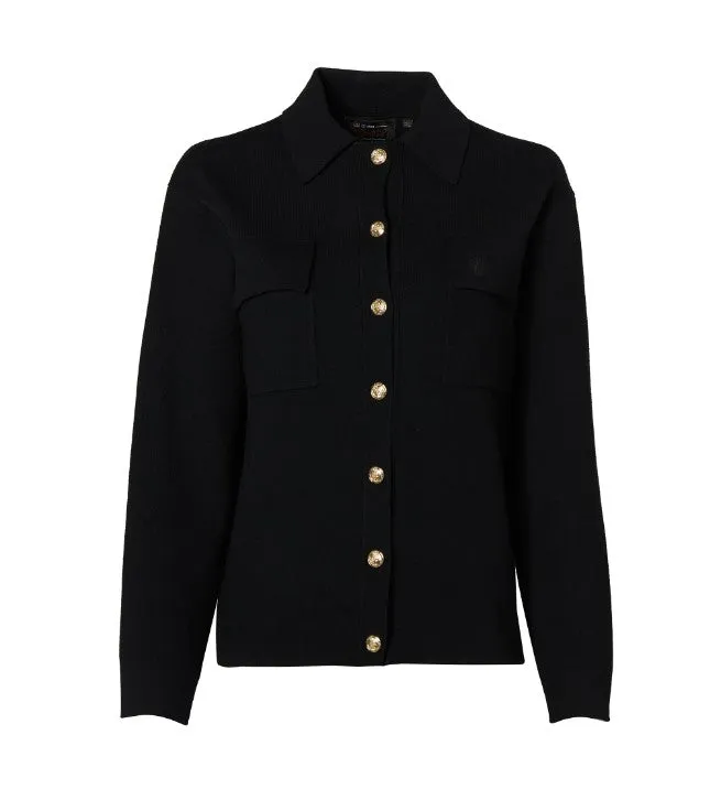 Holland Cooper Maria Knitted Overshirt in Black