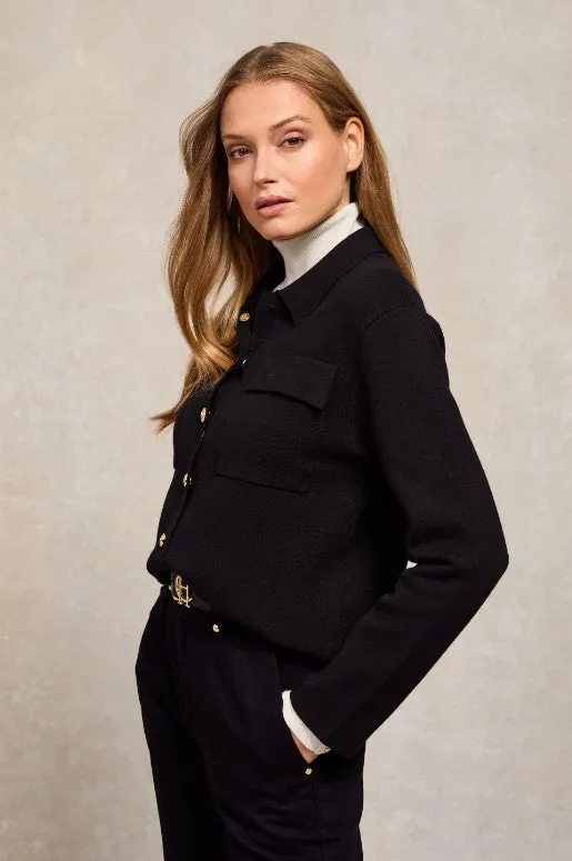 Holland Cooper Maria Knitted Overshirt in Black