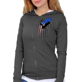 Hot Leathers Ladies Gray Bling Eagle Hooded Sweatshirt GLZ4571