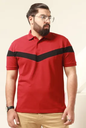 Maroon Chest Stripe Polo (Plus Size) - S20 - MP0048P