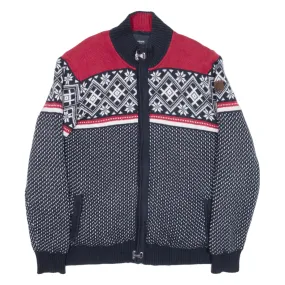 MCGREGOR Quilted Lined Festive Knit Coat Blue Fair Isle Mens 2XL