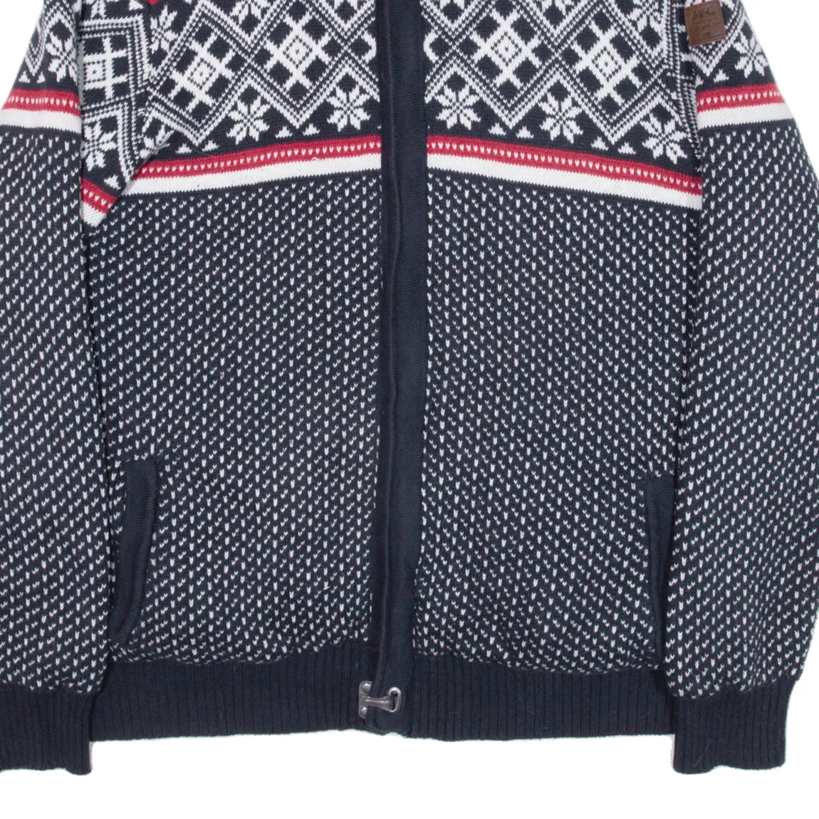 MCGREGOR Quilted Lined Festive Knit Coat Blue Fair Isle Mens 2XL