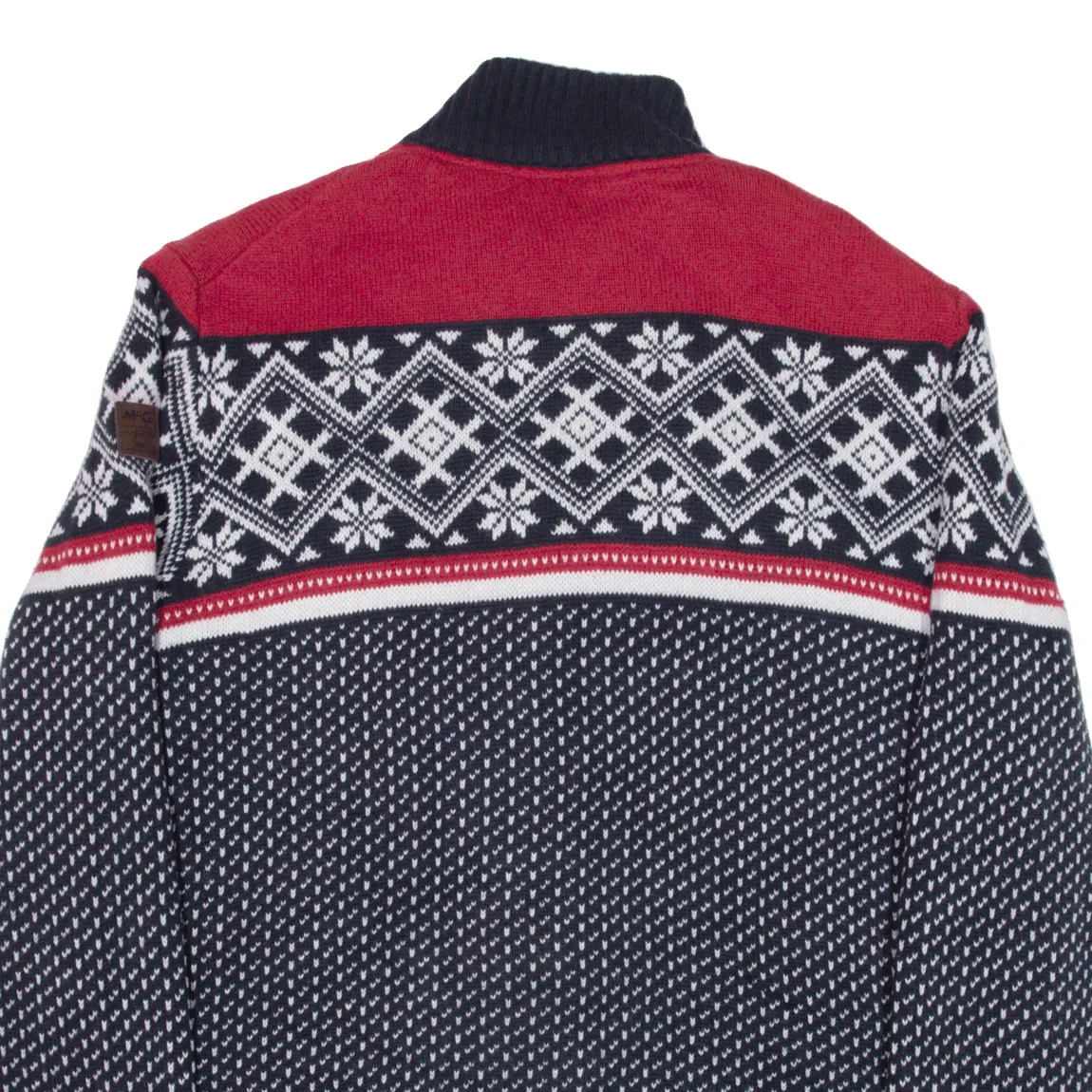 MCGREGOR Quilted Lined Festive Knit Coat Blue Fair Isle Mens 2XL