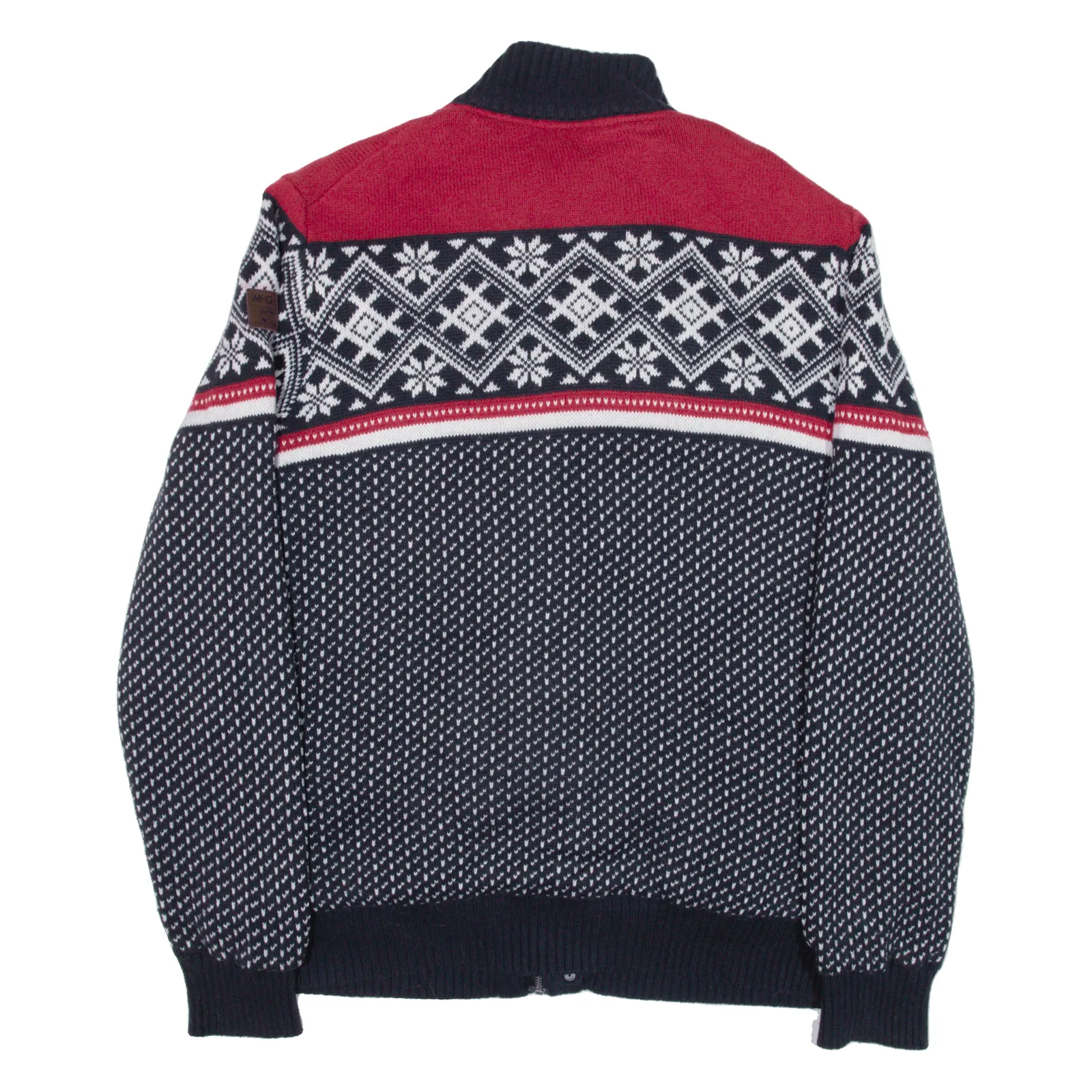 MCGREGOR Quilted Lined Festive Knit Coat Blue Fair Isle Mens 2XL