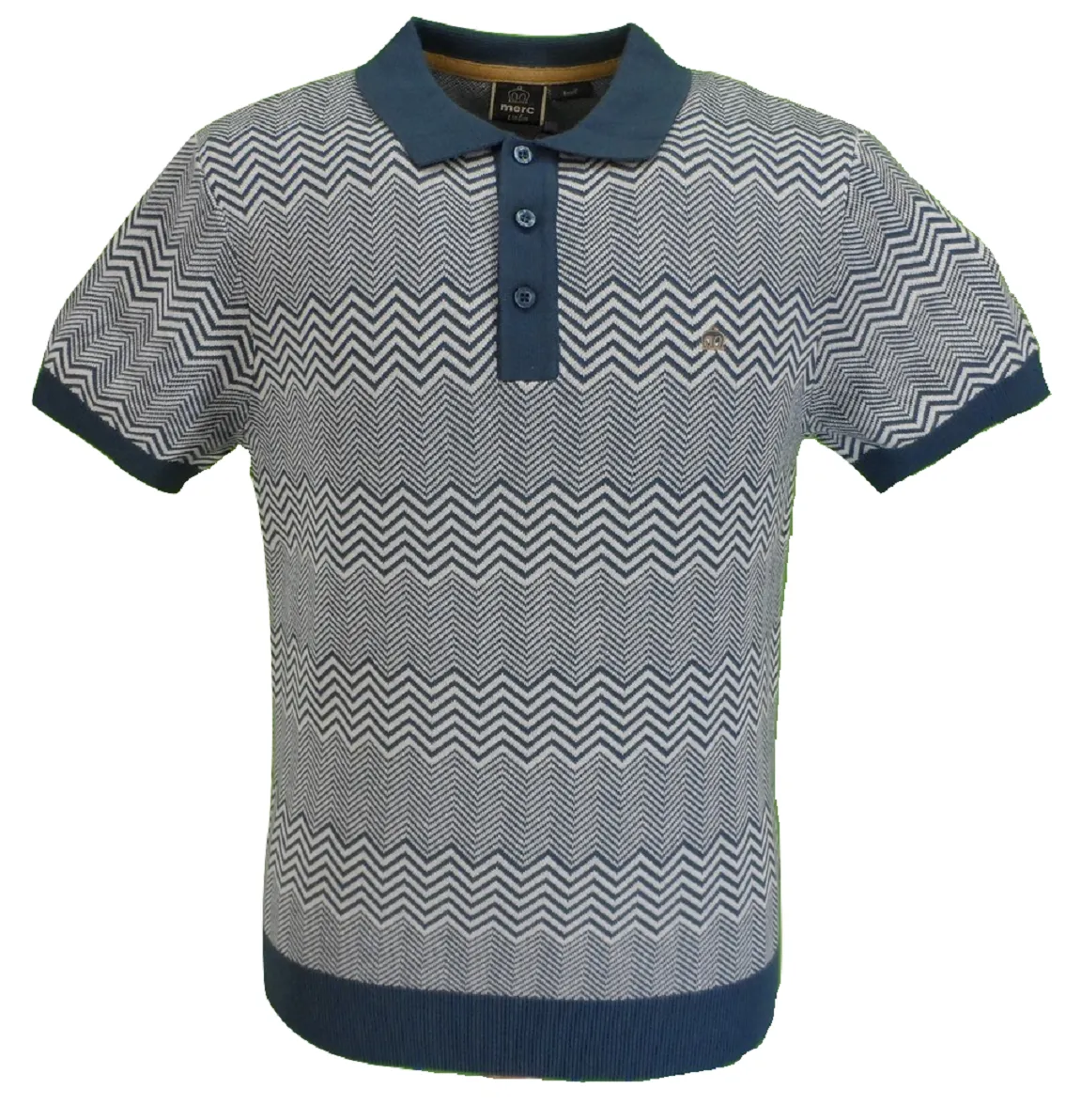 Merc Bennard Navy Blue Knitted Vintage Mod Polo Shirts