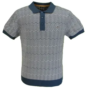 Merc Bennard Navy Blue Knitted Vintage Mod Polo Shirts