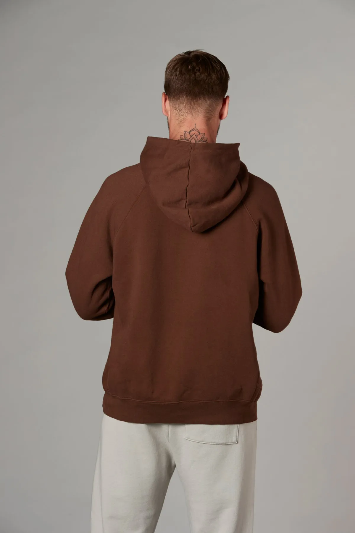 Meyer Long Sleeve Pullover Hooded Sweatshirt in Plum Brown