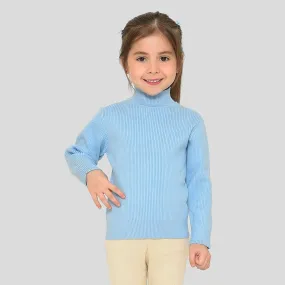 Misty Knitted Thermal Blue Top with Turtle Neck