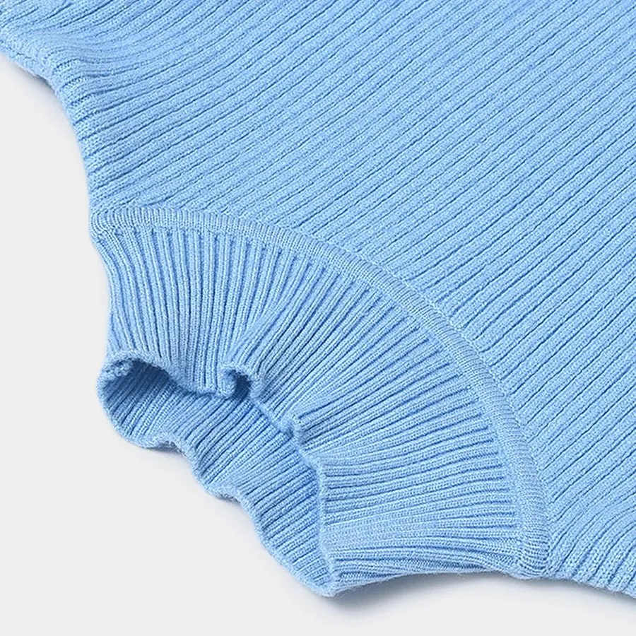 Misty Knitted Thermal Blue Top with Turtle Neck