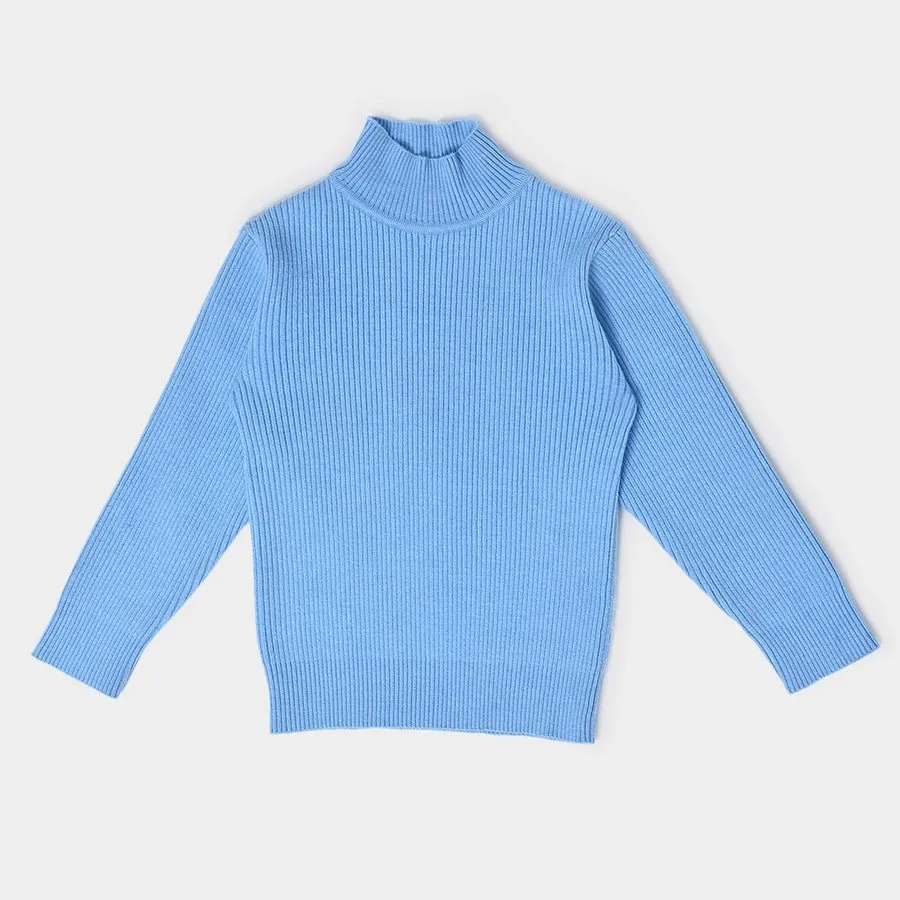 Misty Knitted Thermal Blue Top with Turtle Neck