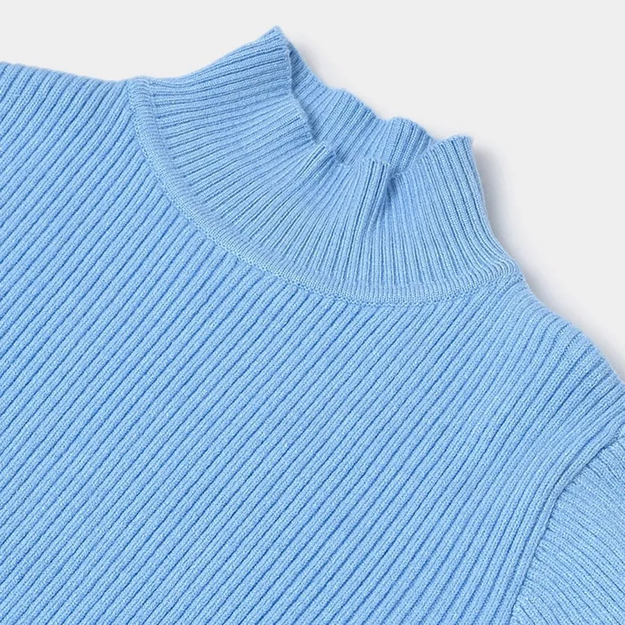 Misty Knitted Thermal Blue Top with Turtle Neck