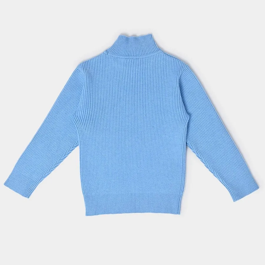 Misty Knitted Thermal Blue Top with Turtle Neck