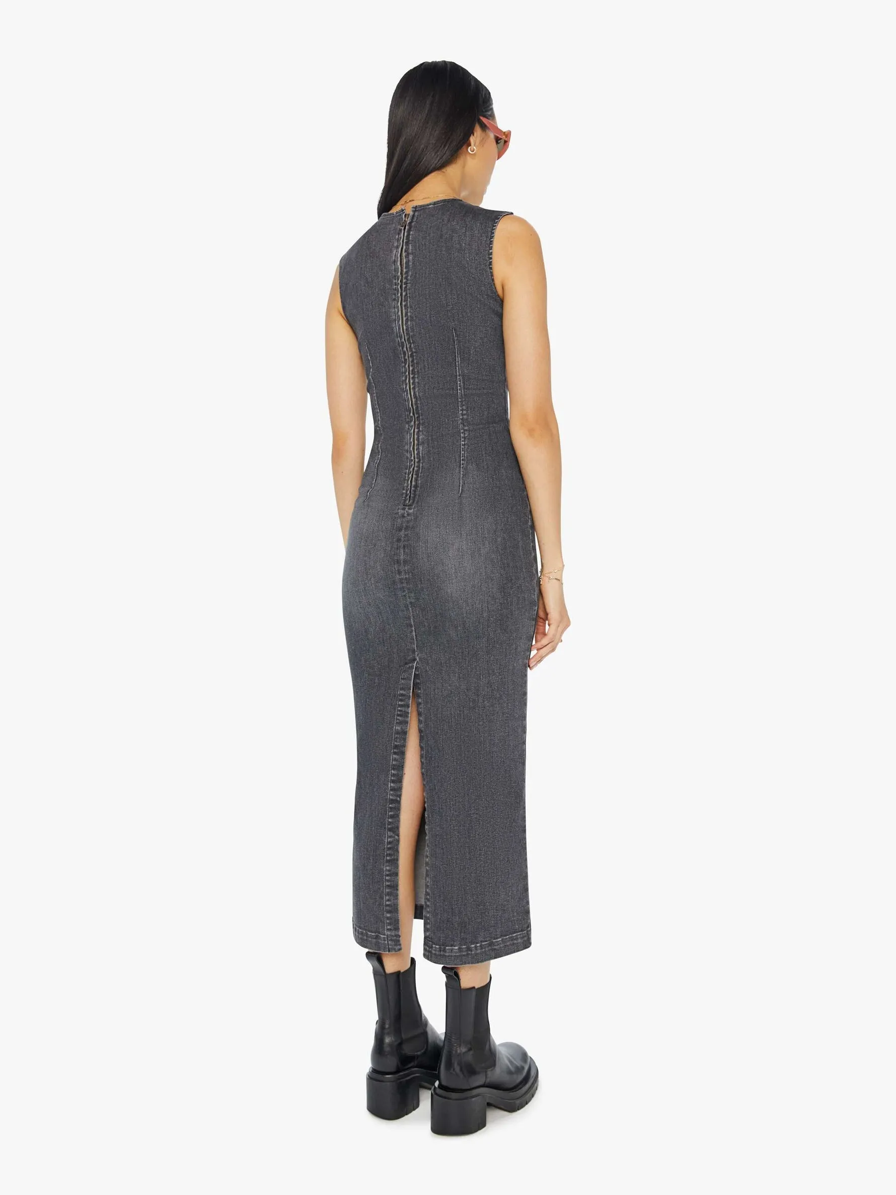 Mother - The Swerve Denim Dress in Up in Smoke