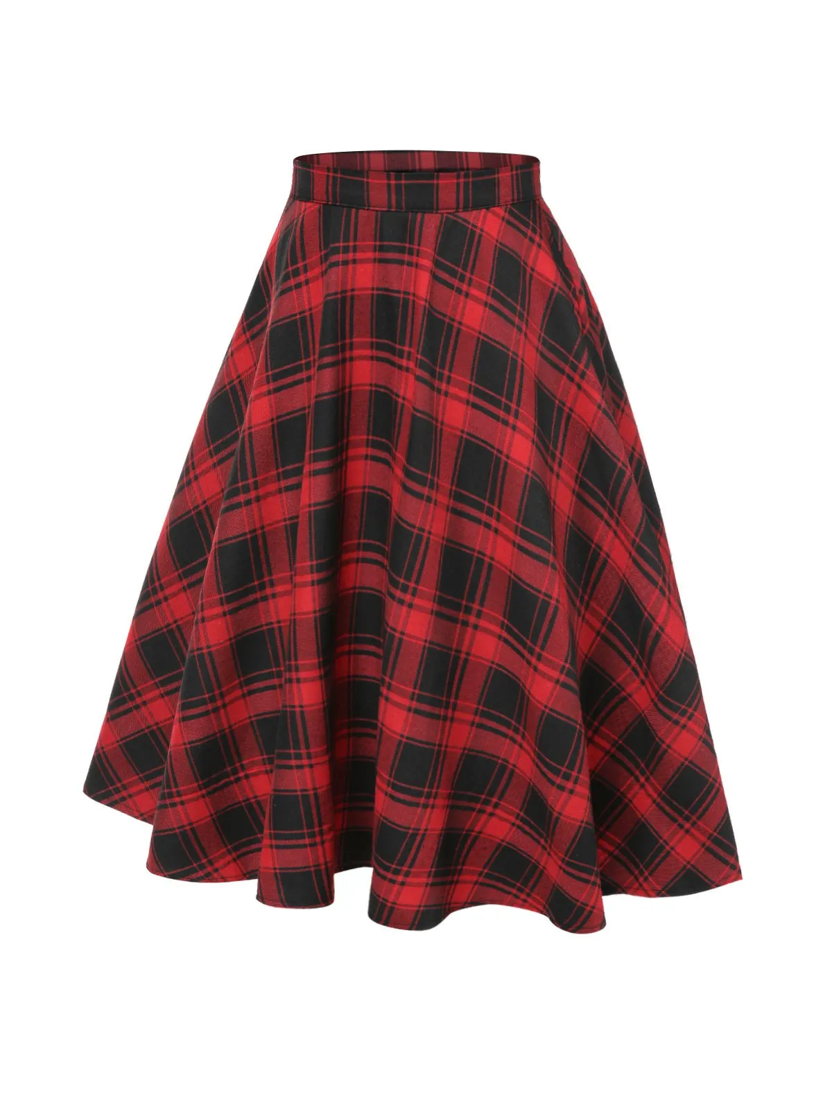 [Pre-Sale] 2PCS 1950s Tie-Neck Green Blouse & Red Plaid Skirt