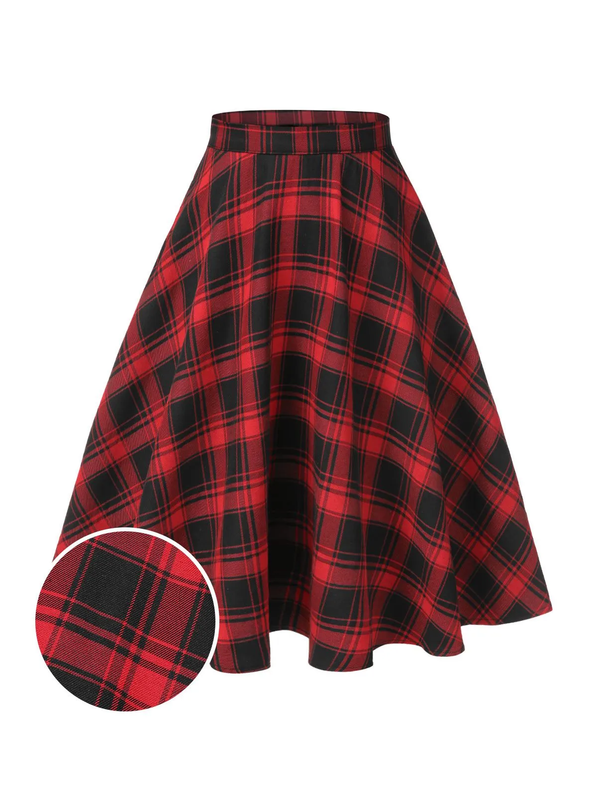 [Pre-Sale] 2PCS 1950s Tie-Neck Green Blouse & Red Plaid Skirt