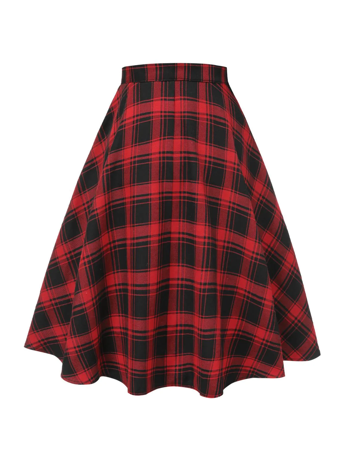 [Pre-Sale] 2PCS 1950s Tie-Neck Green Blouse & Red Plaid Skirt