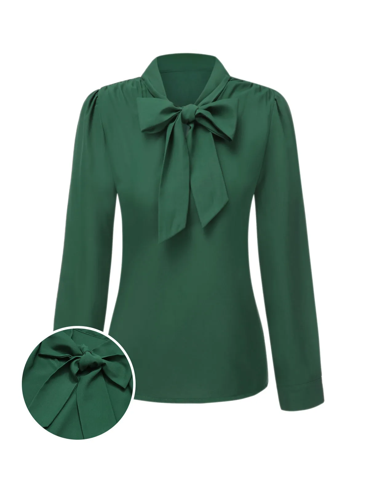 [Pre-Sale] 2PCS 1950s Tie-Neck Green Blouse & Red Plaid Skirt