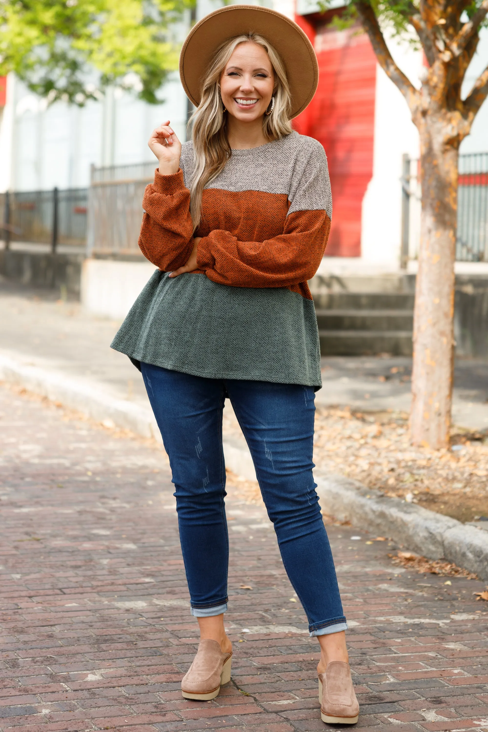 Pretty Perspective Sweater, Rust