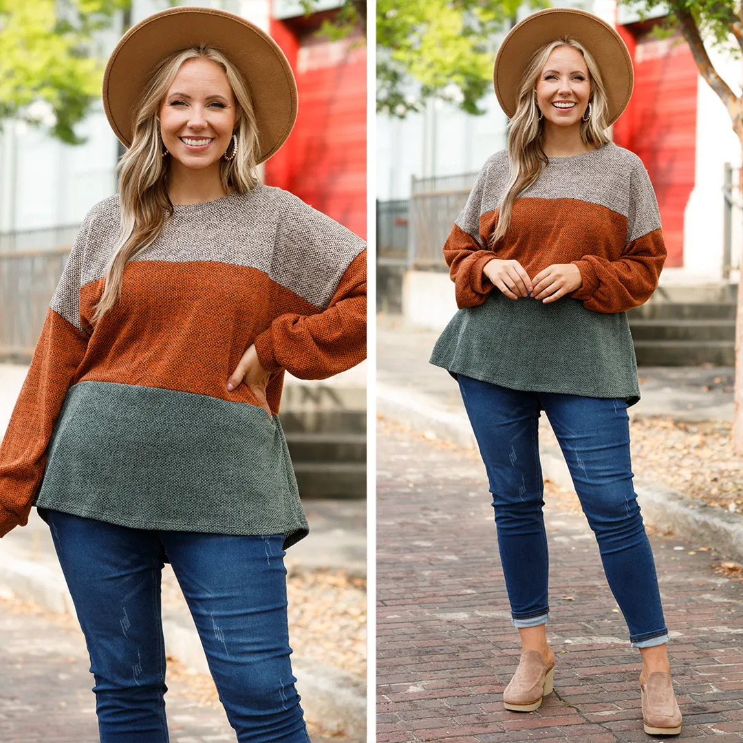 Pretty Perspective Sweater, Rust