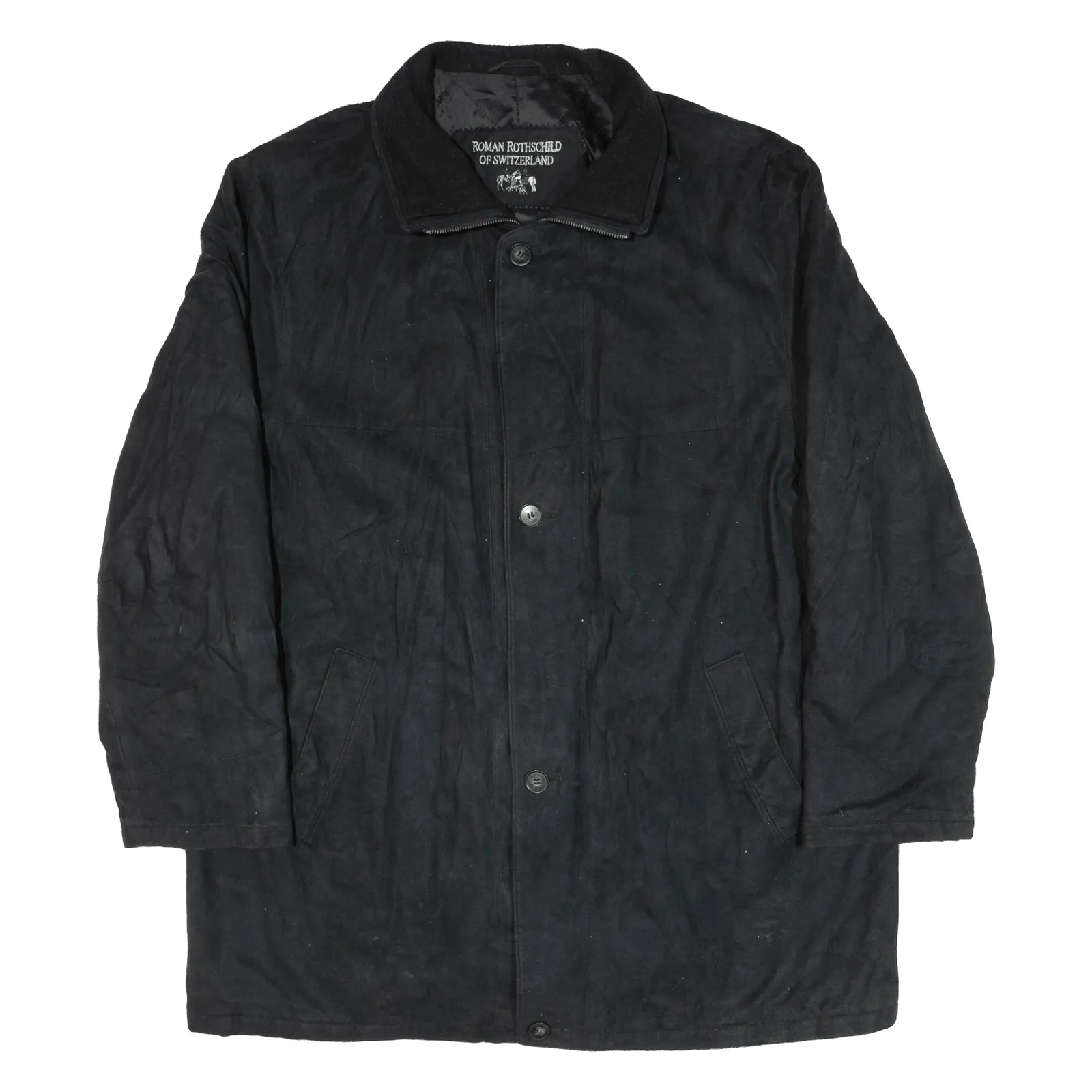 ROMAN ROTHSCHILD OF SWITZERLAND Quilted Lined Mens Coat Black 2XL