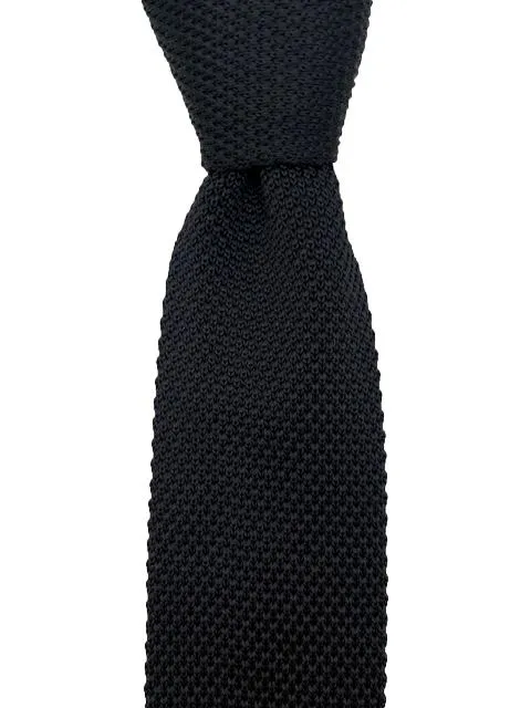 Solid Black Men's Knit Necktie