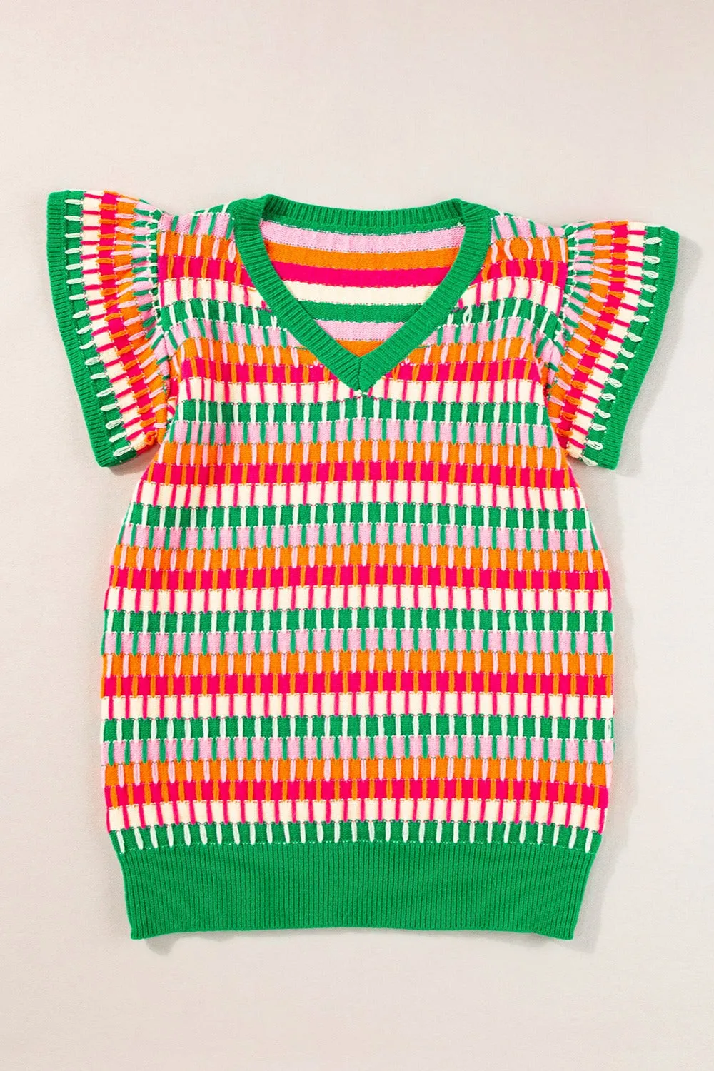 TEEK - V-Neck Cap Sleeve Knit Top