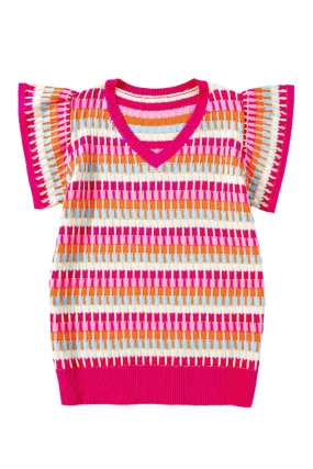 TEEK - V-Neck Cap Sleeve Knit Top