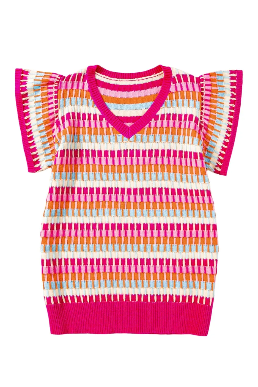 TEEK - V-Neck Cap Sleeve Knit Top
