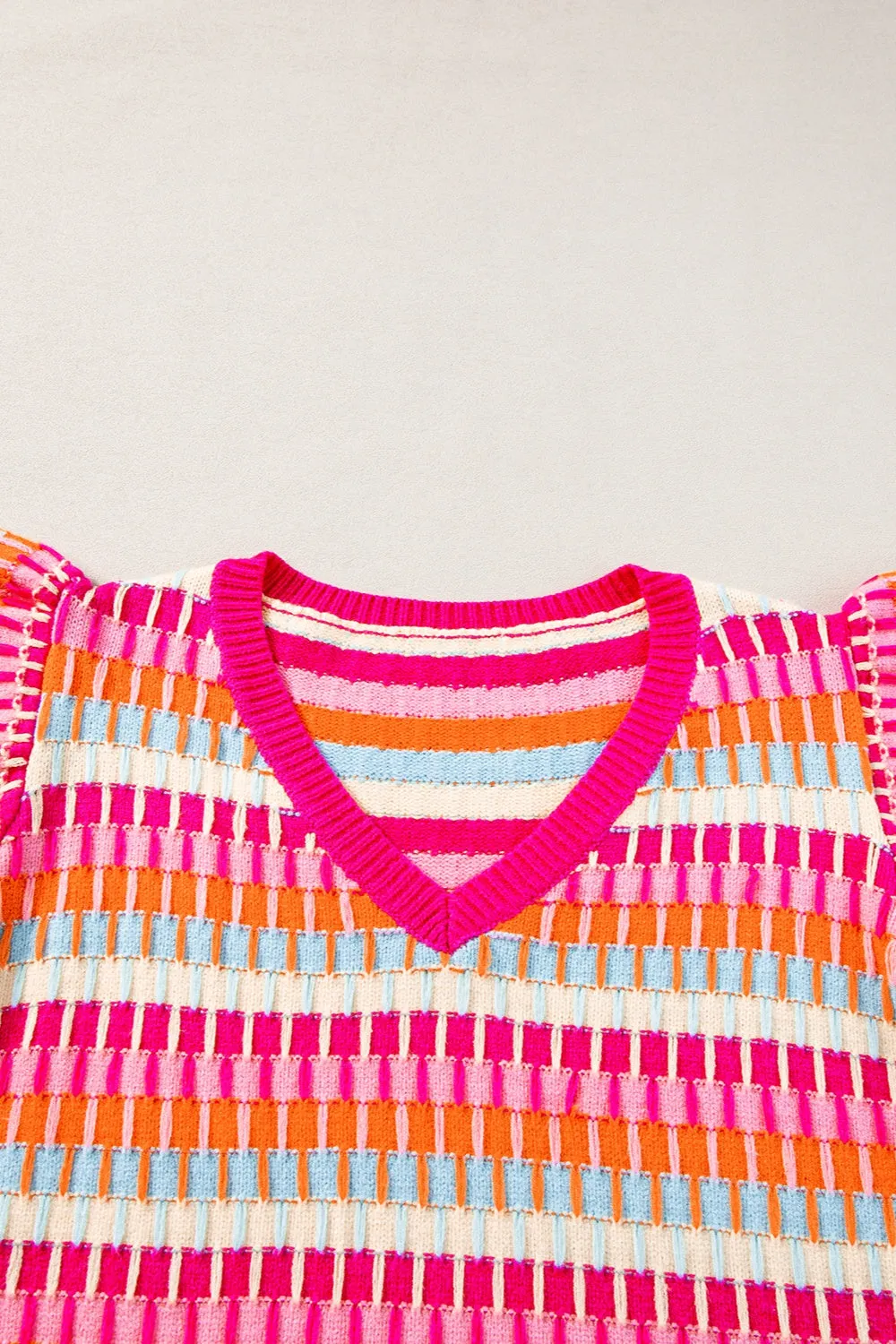 TEEK - V-Neck Cap Sleeve Knit Top