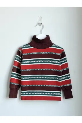 Vintage Multicolor Striped Turtleneck - Size 4T